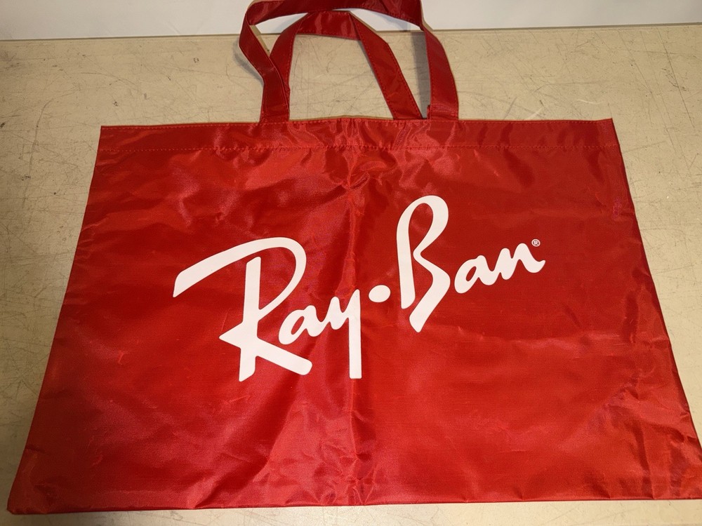 Ray-Ban Logo Red Nylon Reusable Tote Bag Beach Shopping 24″ X 16″