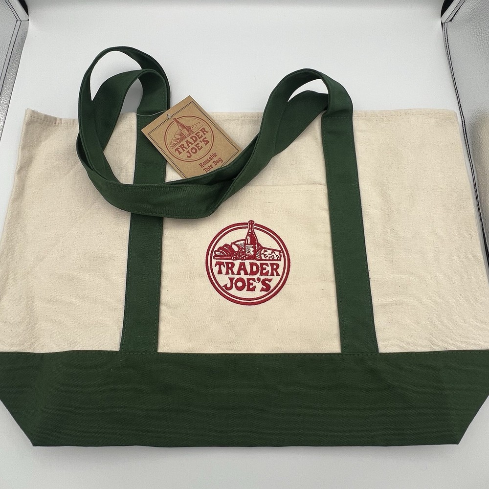 Trader Joe’s Limited Edition Classic Large Canvas Tote in Hunter Green *New*