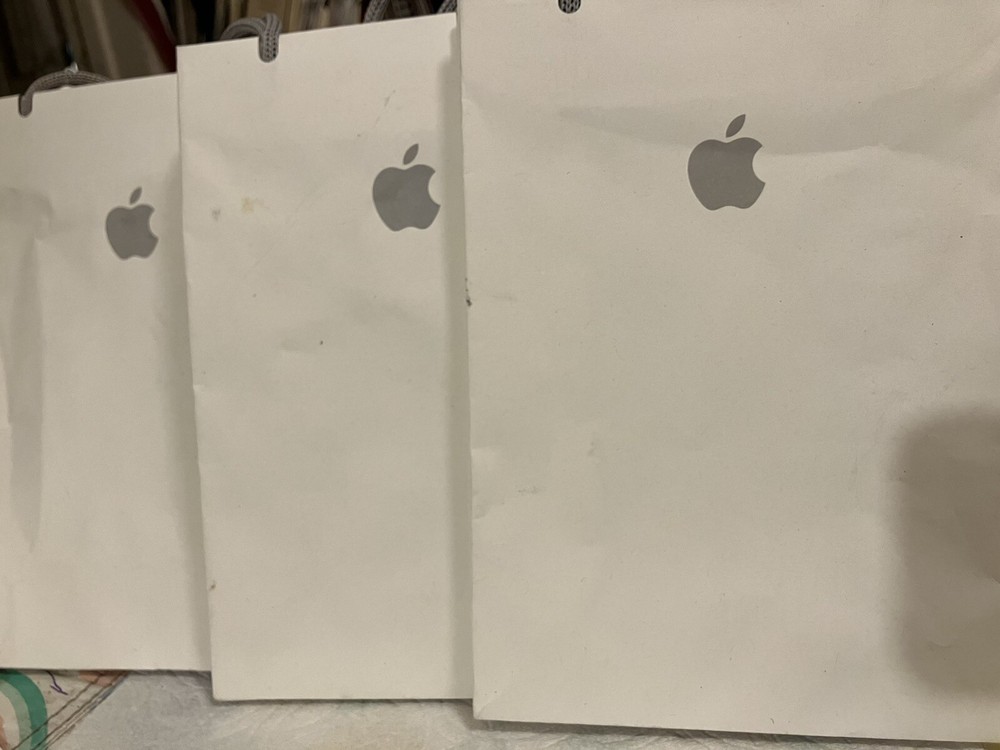 3 APPLE TOTE BAGS 9 X 6 X 3 Inches