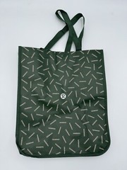 16in. Lululemon Reusable Shopping Tote Bag Stylish Carry- Green And White