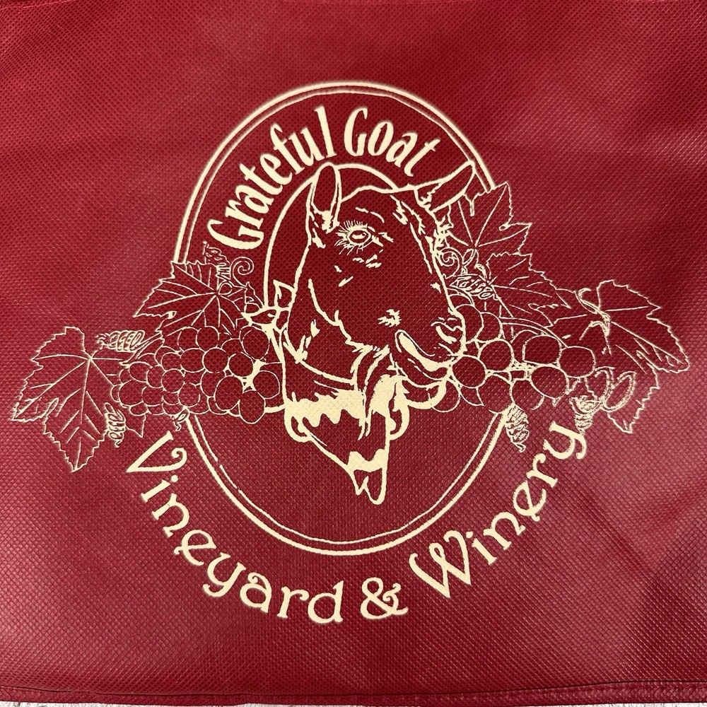 Grateful Goat Vineyard & Winery Reusable Shopping Tote Bag 6 Slot Wine Holder