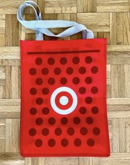 10 Pack Target Reusable Shopping Bags Red White Polka Dot Foldable Medium