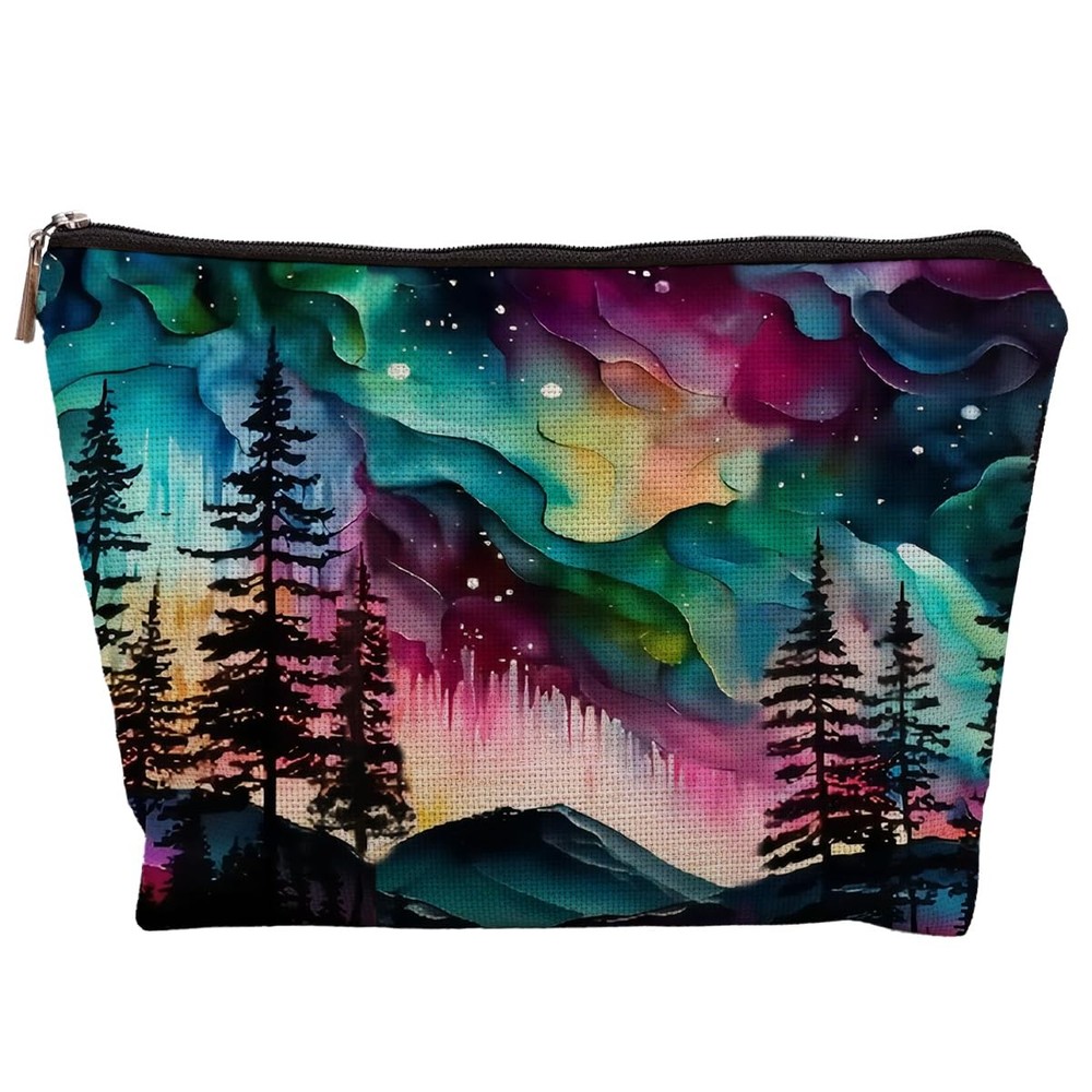 uinwk Northern Lights Makeup Bag for Women, Aesthetic Bag, Multicolor
