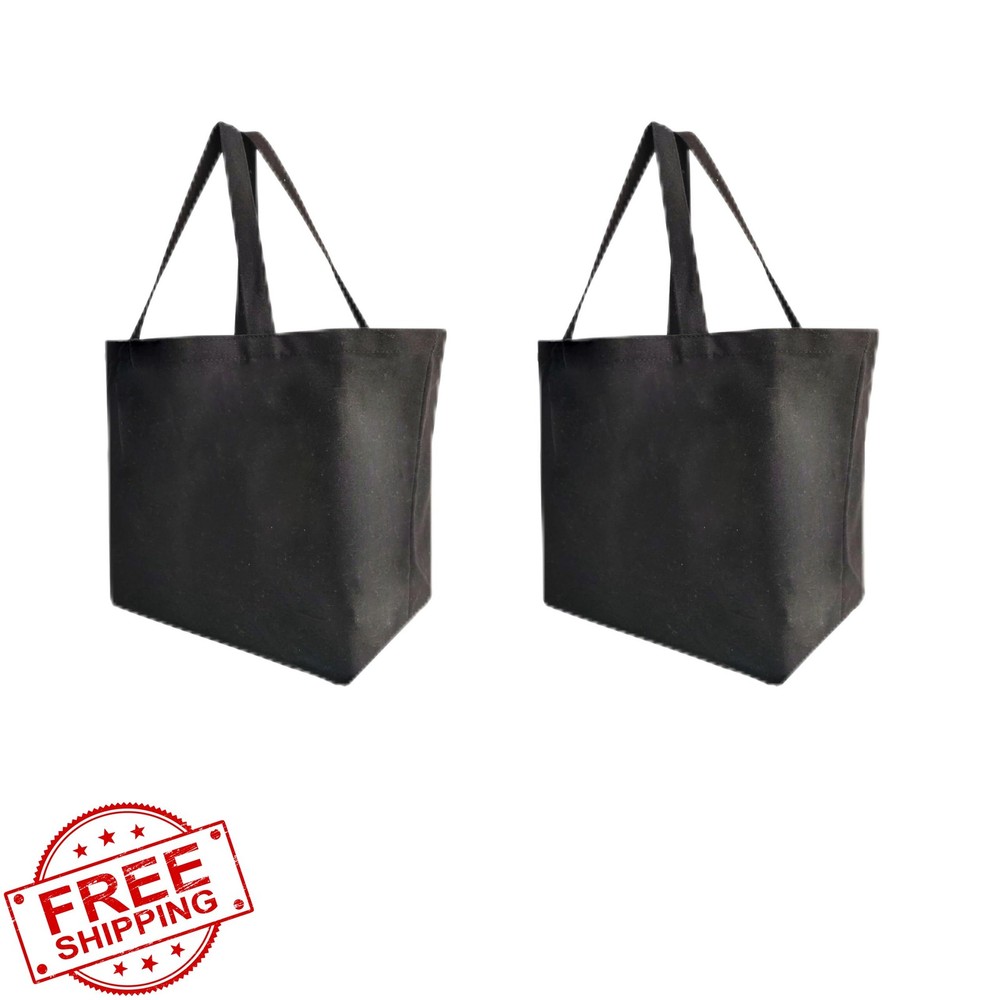 Zenloria Large Canvas Tote Bags – 12oz Reusable Grocery Shopping Beige Black