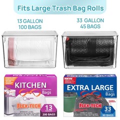 Vtopmart 2 Pack Trash Bag Holder, Stackable Garbage 2 Pack, Clear