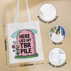 Funny Reusable Book Lover Canvas Tote – Gift for Bookworms, Women & Girls