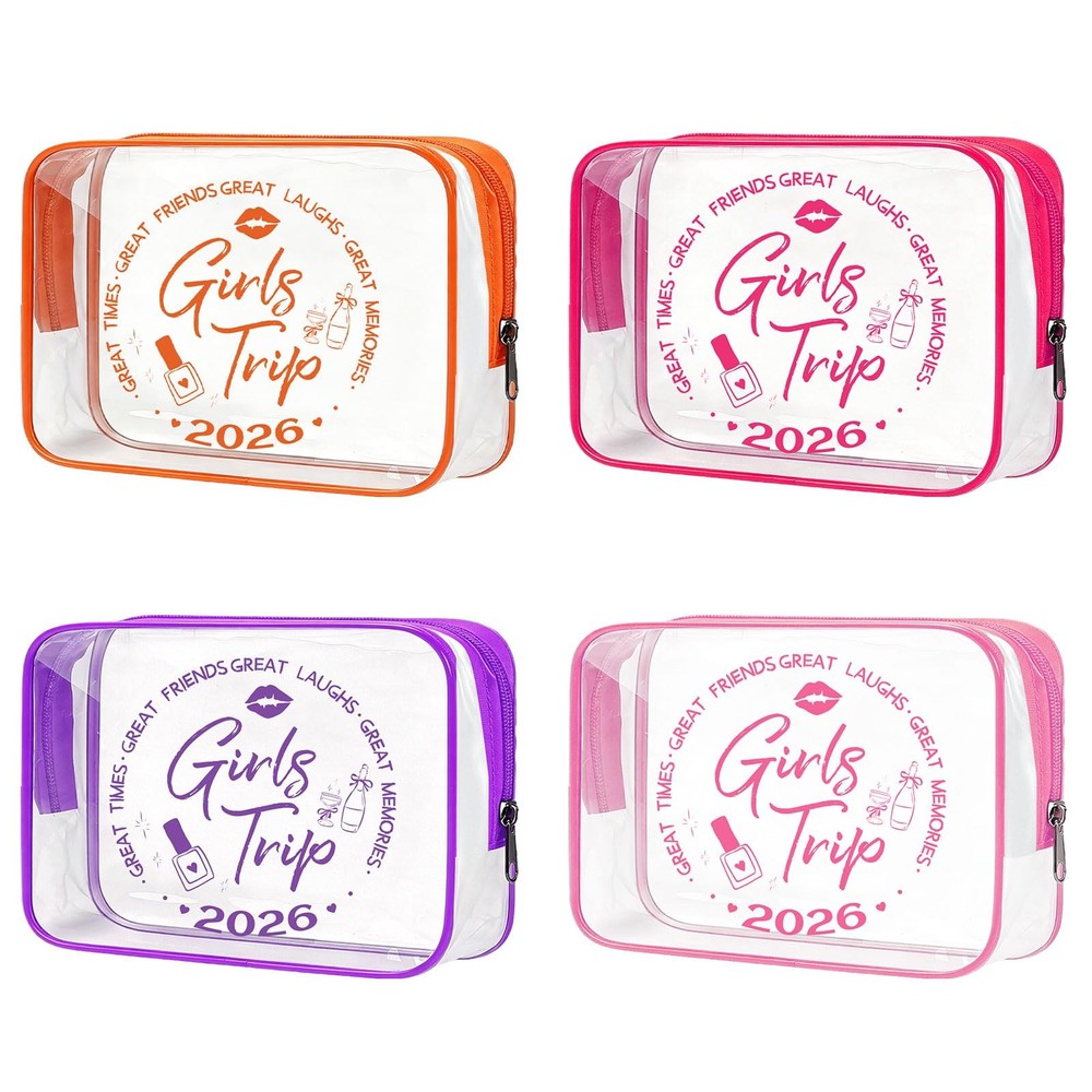 4 Pcs Girls Trip 7″ x 4.7″ x 2.3″, purple, rose pink, yellow, and magenta