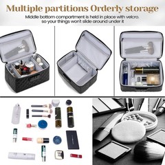 Portable makeup box with Lock, Large Capacity Travel Makeup Case Black