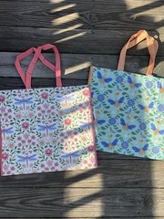 NEW TWO (2) Large Shopping Tote Bags DRAGONFLIES 🦋Reusable Eco Friendly