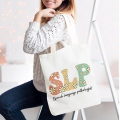 Speech Therapy Gifts Floral SLP Tote Bag for Women Friend Nurse Speech Langua…