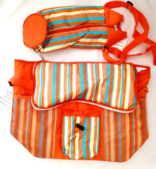 Orange Large Insulated Shopping Travel Bag Zip 13″x13″x6″W/Bottle Bag Zip-2/pc