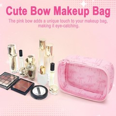 Estedro Clear Makeup Bag Cute Travel Pink Bow Cosmetic for Women