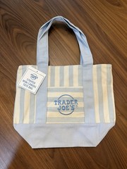 Trader Joe’s Limited Mini Canvas Pastel Striped Tote Bag 2026 Light Blue