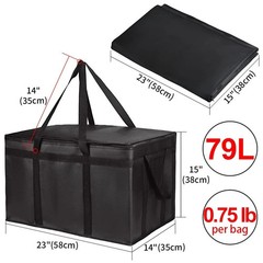 XXXL Insulated Grocery Cooler Tote Bag 22X14X13, Black, 1-Pack