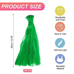 100Pcs Reusable Mesh Produce Bags, 13.8 Inches Hatching Bags, Green