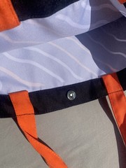 Outdoor Master Reusable Travel Shopping Tote Bag Snap Closure Black Orange Eco