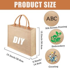 12 Pcs Burlap Tote Bag Set with Handle DIY Blank Reusable Jute Burlap Grocery…