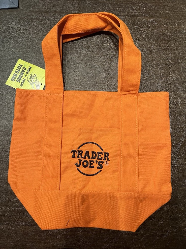 Trader Joe’s – Trick or Treat Black & Orange Mini Canvas Tote Bag – New with Tag