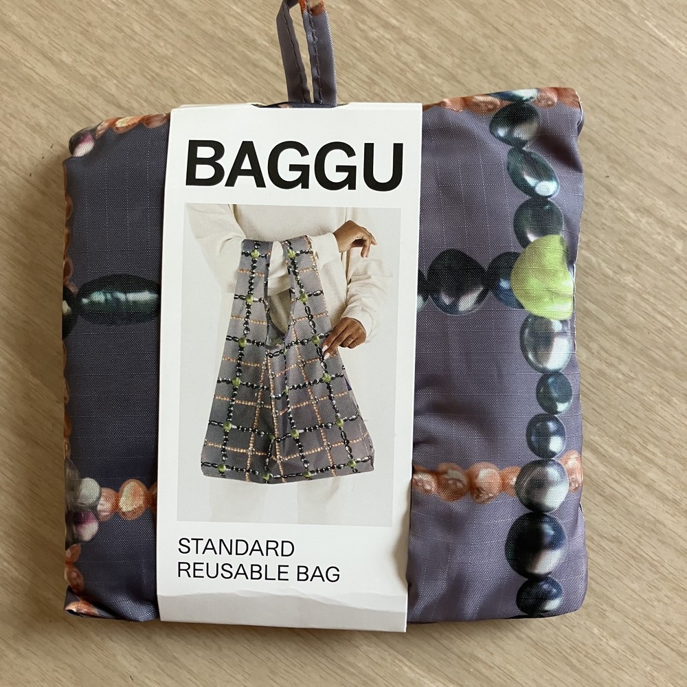 New BAGGU Standard Reusable Eco Bag Shopping Tote Beaded Plaid Y2K Cute Quirky