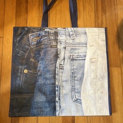 REUSABLE SHOPPING TRAVEL TOTE BAG DENIM JEANS PRINT ECO FRIENDLY JEANS 👖