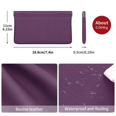 Genuine Leather Pocket Cosmetic Bag for Purse,Coin Purse Small, Purple