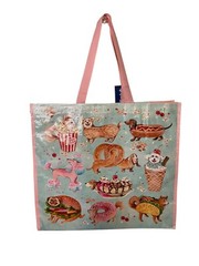 Marshall’s Reusable Large Shopping Grocery Bag Tote Dogs & Food Animals NEW
