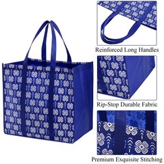 Large Heavy Duty Foldable Reusable Grocery Shopping Tote Bag Handle 12 PCS