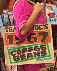 TRADER JOE’S COFFEE BEANS Pasadena Burlap Jute Tote Reusable Shopping Bag NEW