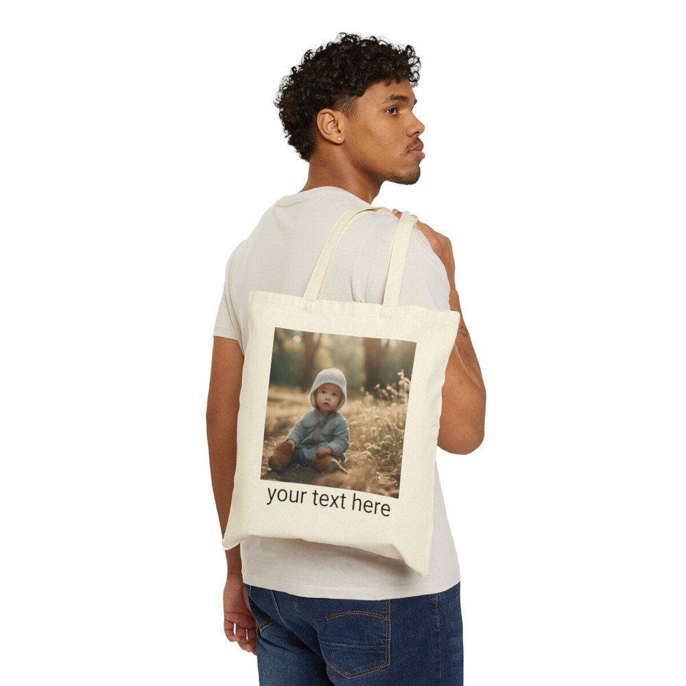 custom tote with photo and text personalized