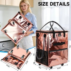 Reusable Grocery Bag On Wheels, Foldable Rolling Tote Bag, 6 Pockets, Collaps…
