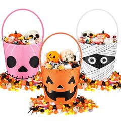3 Pieces Halloween Trick or Treat Bucket Candy Basket Canvas Halloween Party …