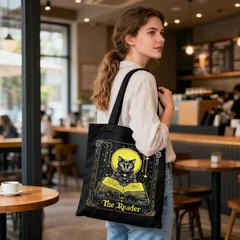 Cat Canvas Tote Bag for Boo Basket Stuffers for Wicked Black Book Tote Bag Ae…