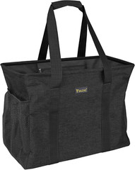 Extra Large Utility Tote Bag with Wire Frame for Storage- Black,16.5”X14”X10”