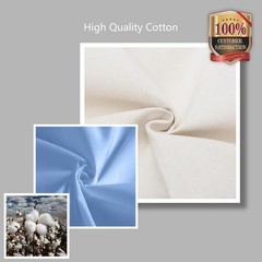 Canvas Tote Bag with Pocket, Zipper, Reusable Grocery Bag, Light Blue/Natural