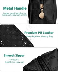 MXXUUOOM Small Makeup Bag for Purse, Checkered Travel Cosmetic black