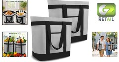 Versatile 39L 2PK Reusable Grocery Bags with Insulation & Side Pockets