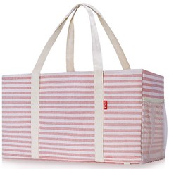 2 Pack Extra Large Utility Tote Bag with Metal Wire Frame and the Sides Rinfo…