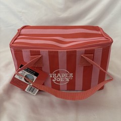 Trader Joe’s Pink & Red Striped Mini Insulated Freezer Tote /Lunch Bag, NWT