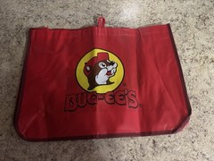 Buc-ees Grocery Bag Handle Black Red Beaver Travel Tote New W/ Tags