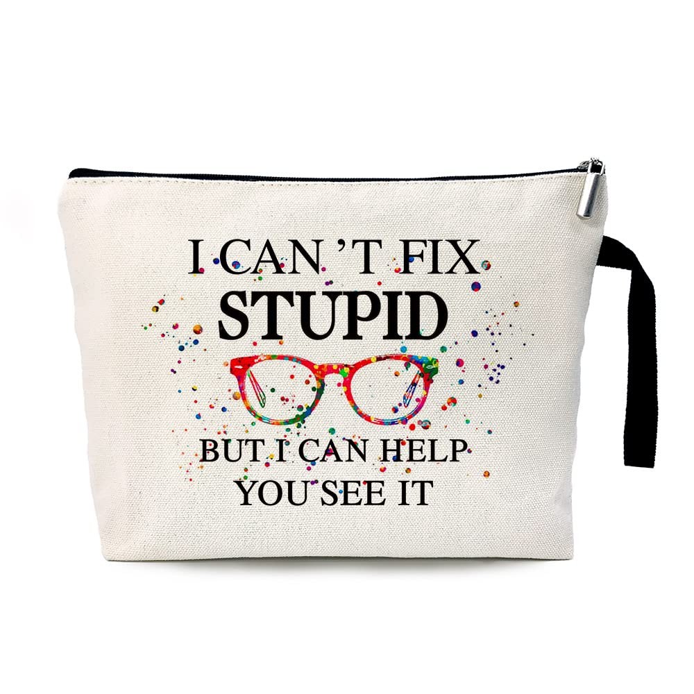 Optometrist Funny Cosmetic Bag, for Travel Toiletry Zipper Storage White