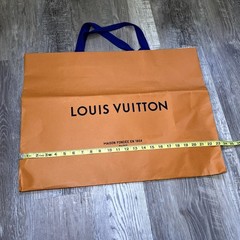 LOUIS VUITTON Authentic Large Orange Shopping Gift Bag Blue Handle