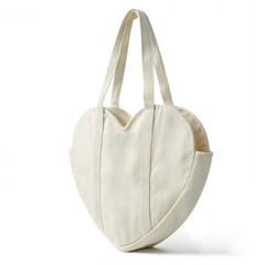 Cute Heart Shaped Canvas Tote Bag for Women, Daily Reusable Shoulder Grocery …