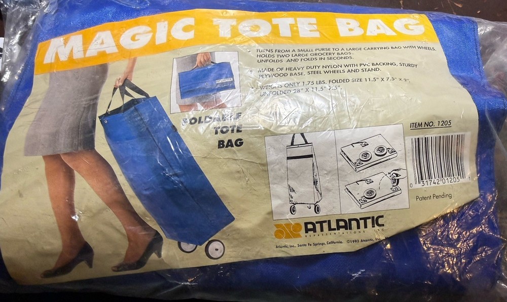 Magic Tote Bag Foldable On Wheels Vintage Retro Atlantic Item# 1205 NEW In Pkg