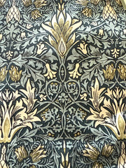 William Morris Canvas Tote Reusable Bag Snakehead Stickley Style Gray Blue Flora