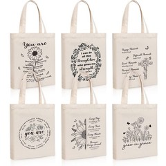 6 Pcs Christian Tote Bag for Women Floral Bible Aesthetic Tote Cute Reusable …