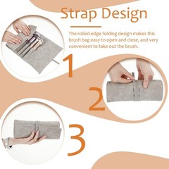 Xinjoduz 1 PCS Makeup Brush Holder Organizer, PU 13.78 × 7.87 inches, Grey