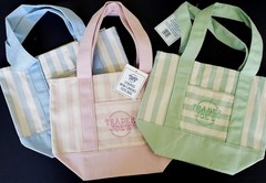 Lot Of 3 NWT Trader Joe’s Pastel Stripe Mini Tote Bags 2026 Pink Blue Green