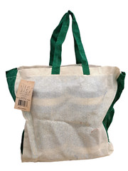 Multi-use Natural Tote Beach Bag Green And Tan Reusable Grocery Shopping BMUT-A