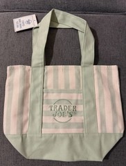 Trader Joe’s Striped Mini Canvas Tote Bag Green/White Cotton Blend