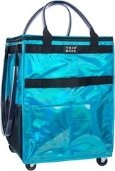 Portable Rolling Tote Bag with 4 Wheels – Medium Glitter Blue, 46 LBS Capacity
